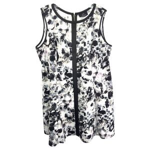 Seth Aaron Plus Size 20W Dress Sleeveless A‎ Line Floral Scuba White Black 814